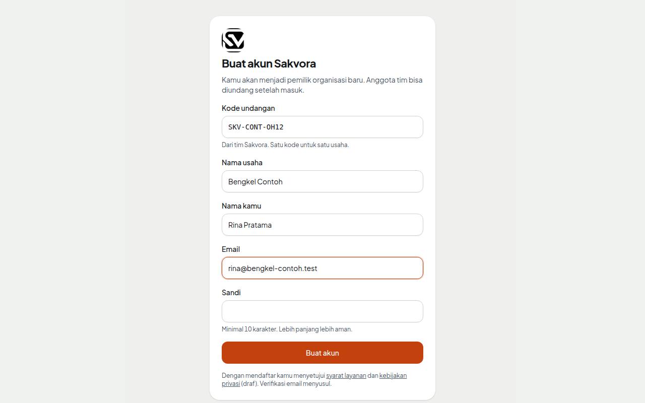 Sign-up page with an invitation code
